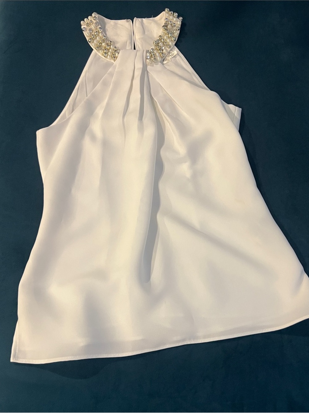 Eliza J Embellished Collar White Halter Blouse. Excellent condition.